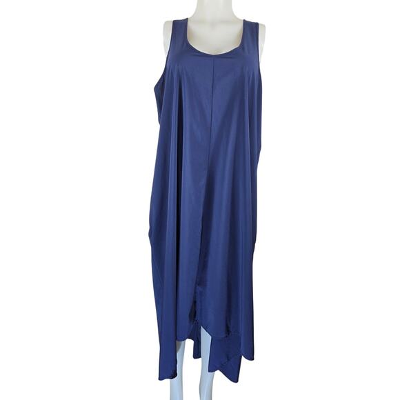 Athleta Sleeveless Racerback Lightweight High-Low Blue Presidio Dress1X - Picture 2 of 6